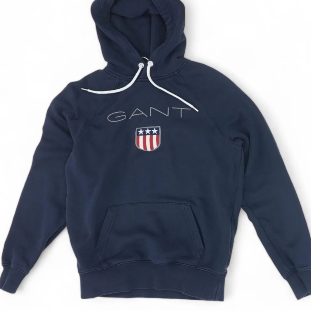 Gant anchor shield emblem flag navy blue hoodie